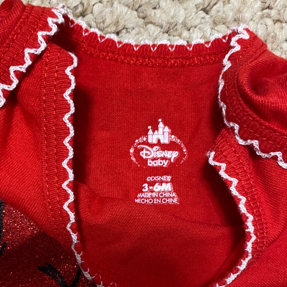 Disney baby NWT Minnie Mouse one piece red shorts outfit girl size 3mo - 6mo - Picture 2 of 14